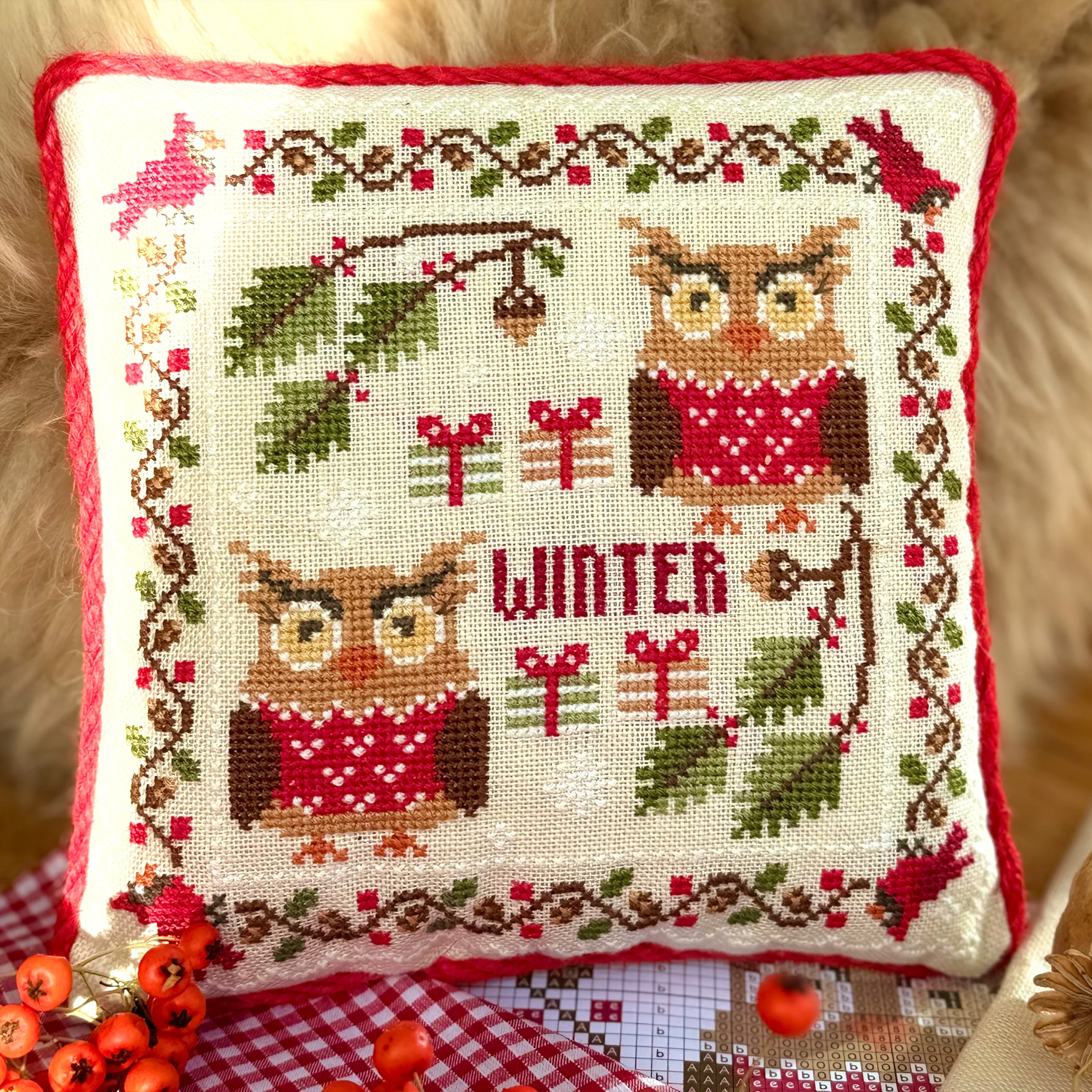 Two Owls Cross Stitch Pattern - PDF Download - December 2025